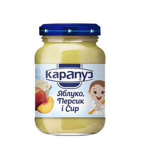 Пюре Карапуз яблоко-персик-творог 200г