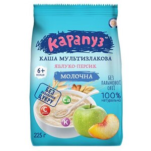 Каша Карапуз Мультизлакова молочна з яблуком та персиком з 6-ти міс.225г