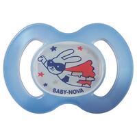 Пустышка Baby-nova 24222-1 сил.ортод.Ночная р.1, голубая 1шт