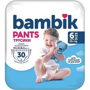 Bambik подгузники-трусики детские 6 (15+кг) 30шт