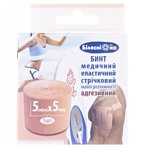 Бинт адгезивный Белоснежка эласт. (Кинезио тейп) 5 см х 5 м телесный