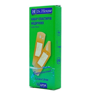 Лейкопластырь H Dr.House бактерицидный полимерная основа 7,2 см*1,9 см №10
