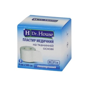 Лейкопластир H Dr.House котушка тканинна основа 4 см*5 м картон.упак.