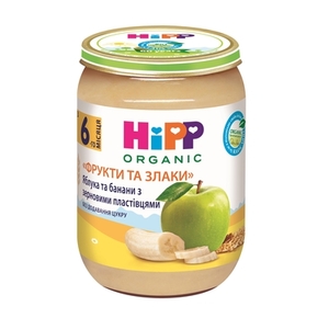 ДУБЛЬ Пюре HIPP 4803 Яблоки и бананы с зерновыми хлопьями Фрукты и злаки 190г