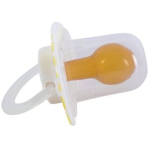 Пустышка Baby Team 3225 латексная вишнеподобной формы с колпачком и кольцом светящийся ночью