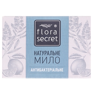Мыло Flora Secret антибактериальное с эфирным маслом чайного дерева и бело-голубой глиной, 75 г