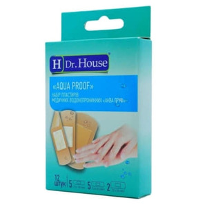 Набор пластырей Dr.House Aqua proof мед. водостойких  №12