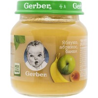 Пюре Gerber Яблоко, абрикос, банан 130г