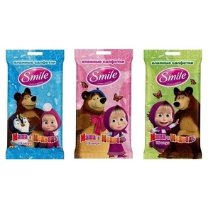 Салфетка Smile влажная Маша и медведь/IceAge №15