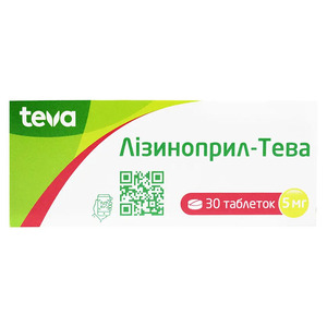 Лизиноприл-Тева таблетки по 5 мг 30 шт. (10х3)