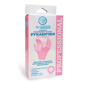 Рукавички Dr.White Professional оглядові нітрилові нестерильні без пудри р.M pink №10