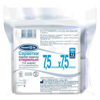 Серветки Білосніжка марл.стер.7,5х7,5см 12-сл.№100