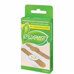 Лейкопластырь LUXPLAST полимерный ОТ СУХИХ МОЗОЛЕЙ телесн. 15х70 мм №6