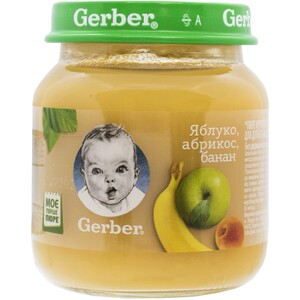 Пюре Gerber Яблоко, абрикос, банан 130г