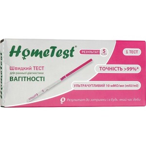 Тест-полоска HomeTest на беременность полоска № 1