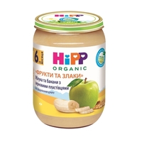 ДУБЛЬ Пюре HIPP 4803 Яблоки и бананы с зерновыми хлопьями Фрукты и злаки 190г