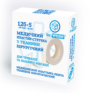 Лейкопластырь полоски Dr.White ткан.1,25см*5м