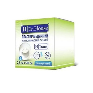 Лейкопластырь H Dr.House катушка полимерная основа 2,5 см*5 м картон.упак.