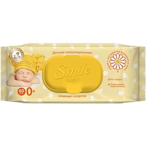 Салфетки влажные Smile Baby ромашка, алоэ и вит. комплекс клапан №60
