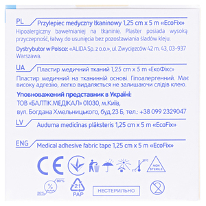 Лейкопластир ECOPLAST ЕкоФікс тканий котушка 1,25cм*5м