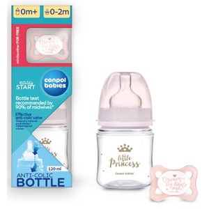 Набор Canpol 0310mix для новорожденных бутылочка 120мл + пустышка MINI Girl 0+