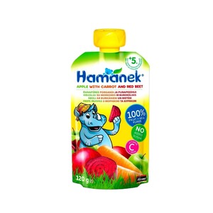 Пюре Hamanek яблоко с морковью и буряком120 г (пауч)