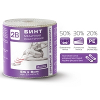 Бинт 2В эласт. мед. сред. роз. 5м x 8см