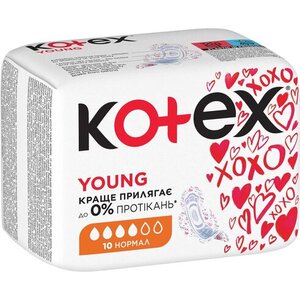 Прокладки Kotex Young Нормал с крылышками №10