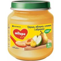 Пюре Milupa Груша, яблоко, слива и абрикос от 6 мес.125г