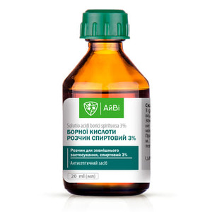 Борня кислота р-р спирт. 3% флак. 20мл ТМ АйВи