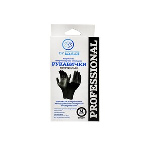 Рукавички Dr.White Professional оглядові нітрилові нестерильні без пудри р.M black №10