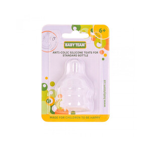 Соска силиконовая Baby Team 2004 классическая быстрый поток 2 шт 6+