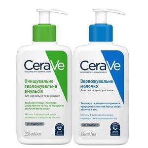 Промонабор CeraVe Эмульсия увлаж очищающая 236мл + Молочко увлажн 236мл 2025