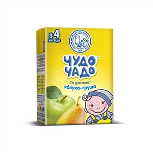 Сік Чудо-чадо яблучно-грушовий з мякоттю без цукру 200 мл
