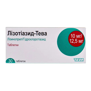 Лізотіазид-Тева таблетки по 10 мг/12.5 мг 30 шт. (10х3)