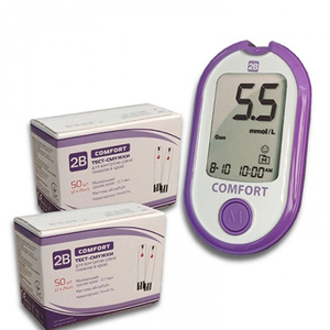 Тест-смужки 2B COMFORT (50)*2уп + Глюкометр 2B COMFORT