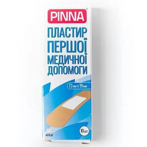 Пластир Pinna першої мед. допомоги 72 мм х 19 мм №10